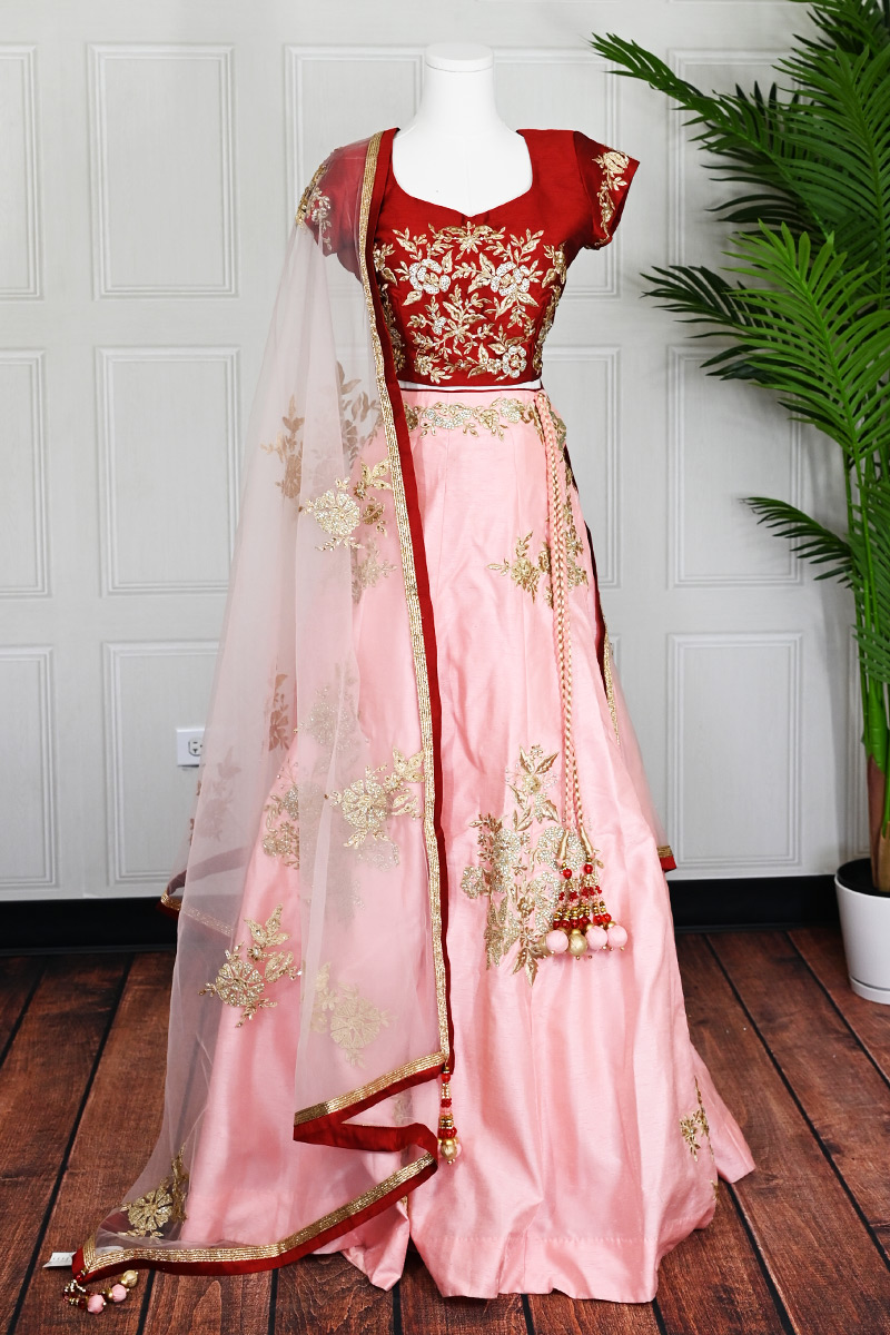 Red & Peach Lehenga Choli