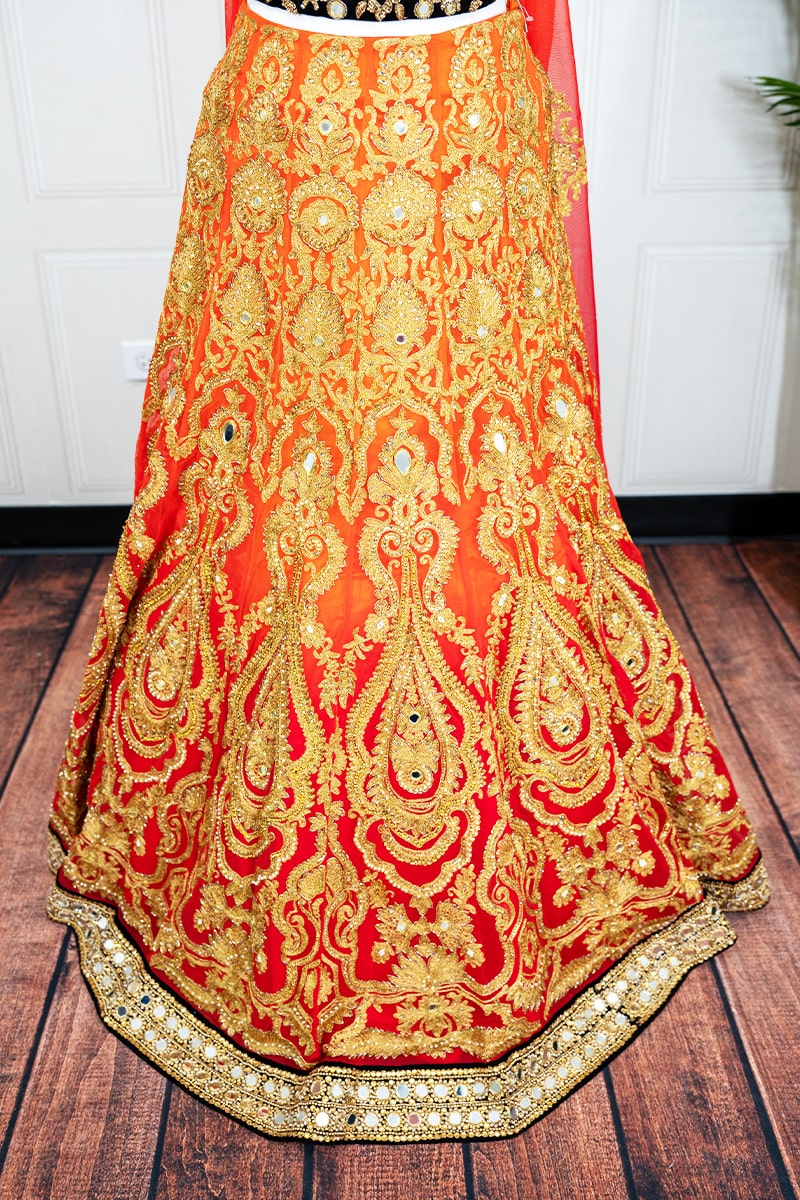Red and Dark Blue Lehenga Choli - Image 3