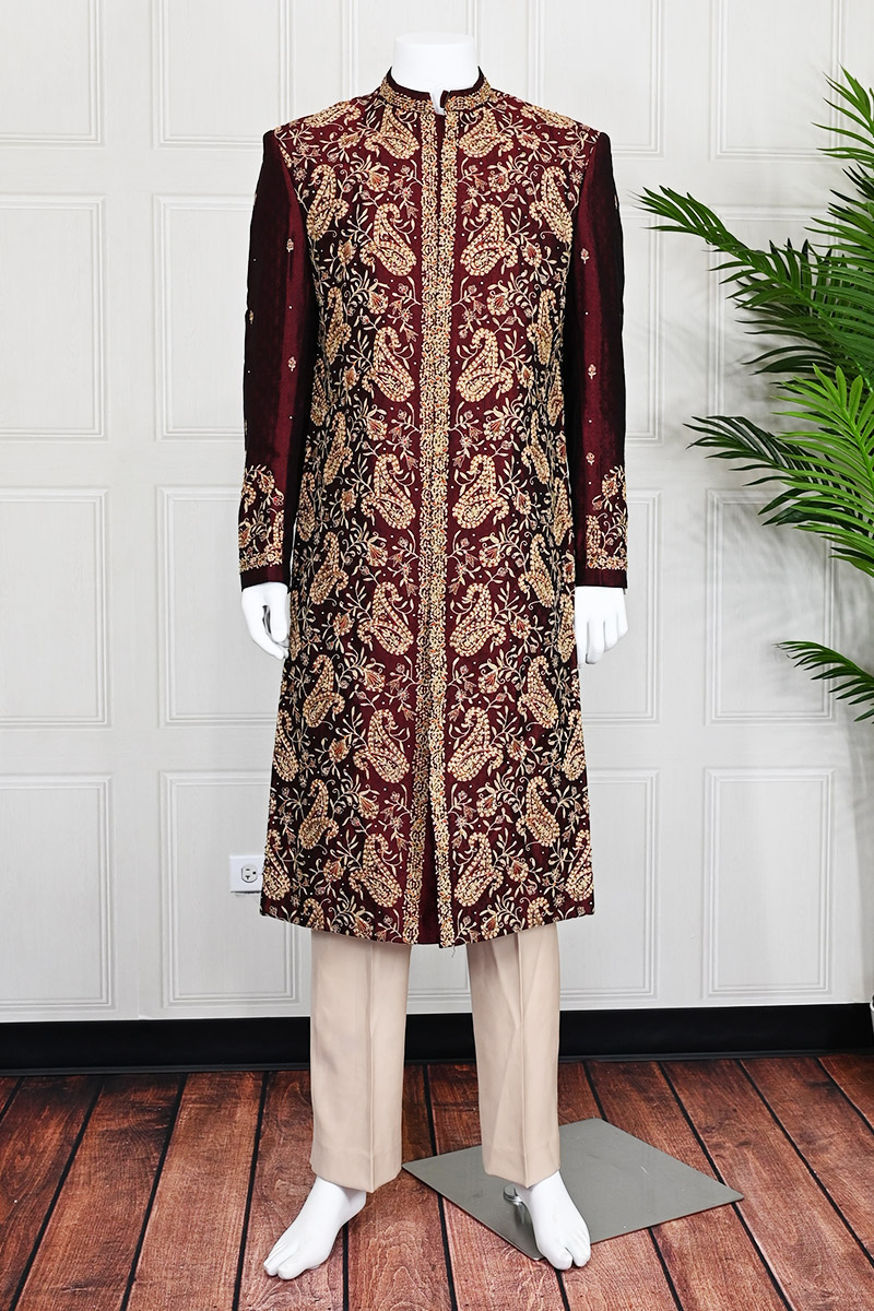 Maroon Sherwani