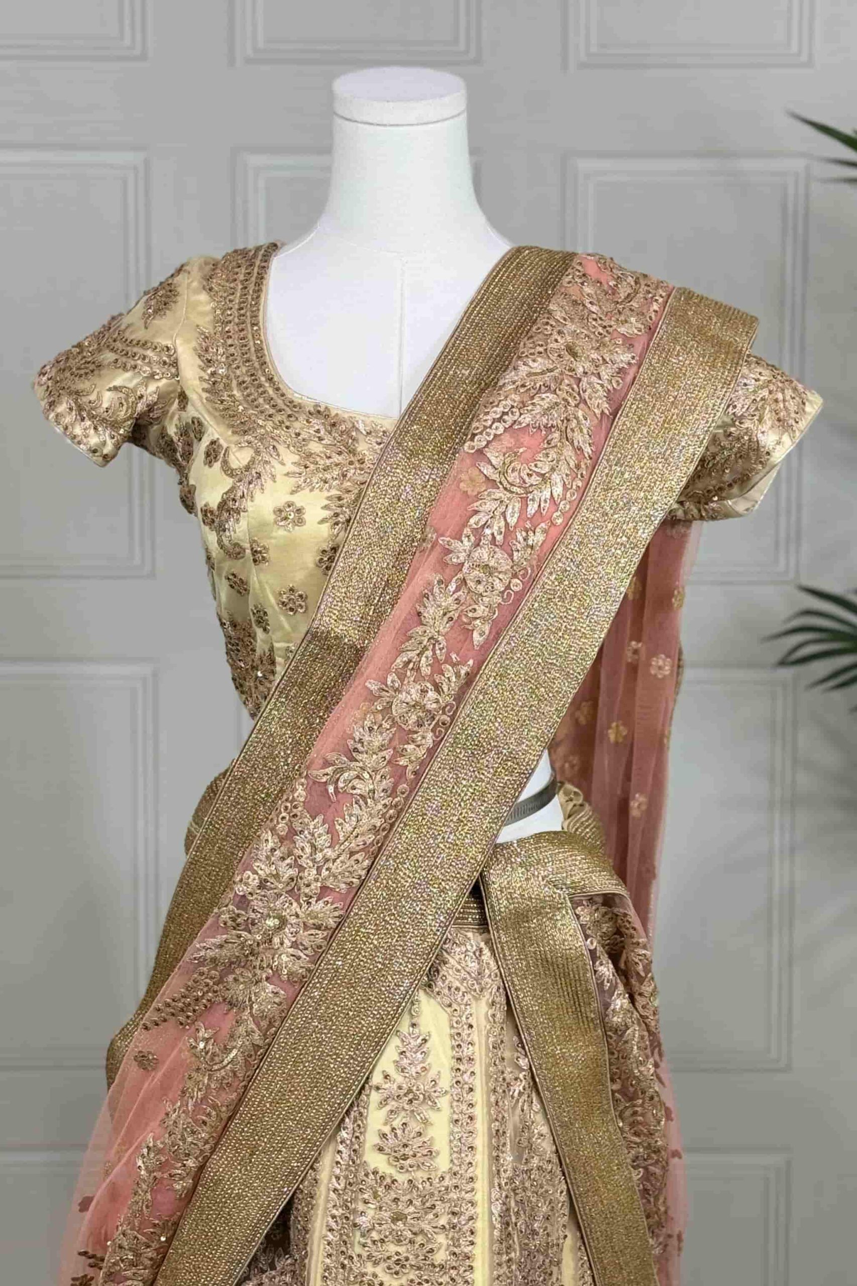 Pale Yellow & Pink Soft Net Lehenga Choli Set - Image 2
